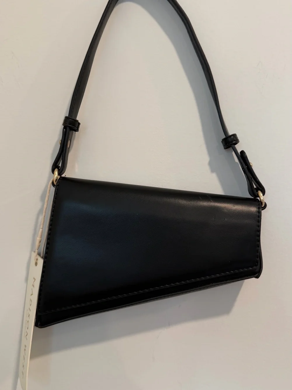 Black Leather Shoulder Bag - Classic